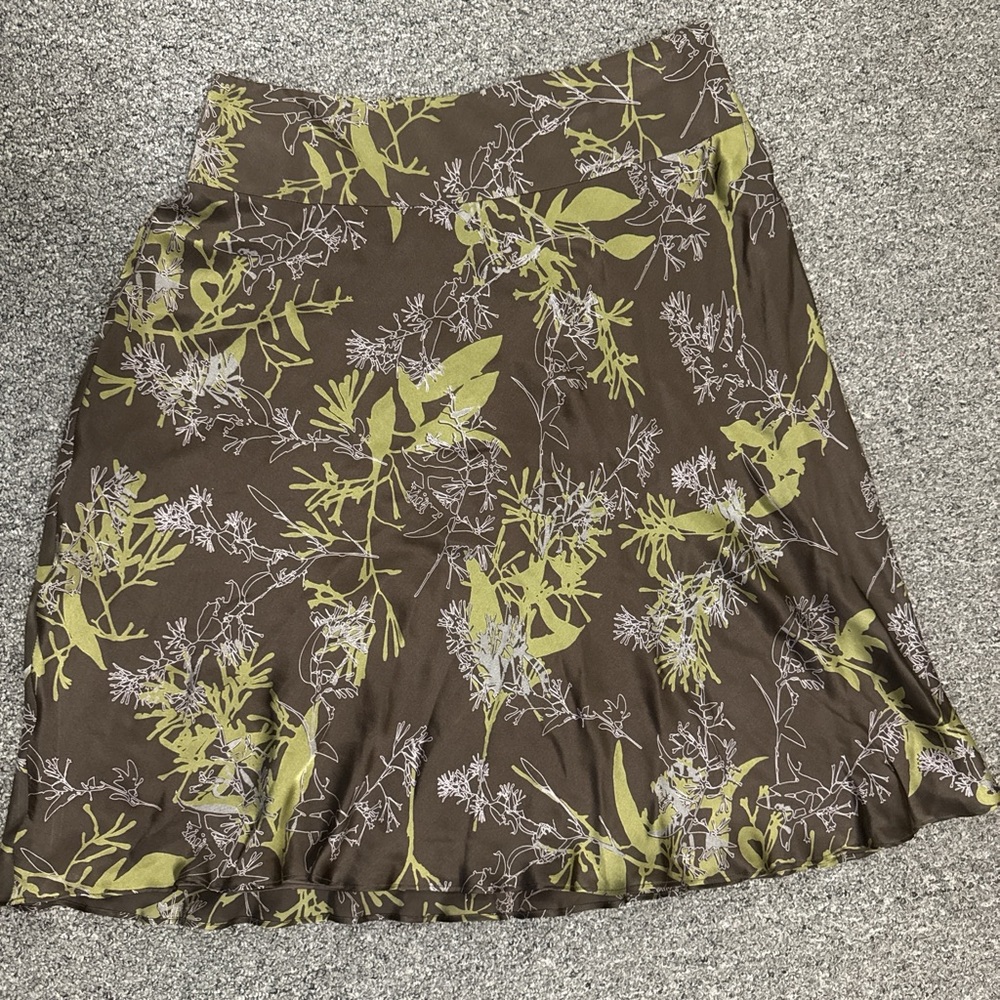 Calvin Klein Brown and Green A-Line Skirt
